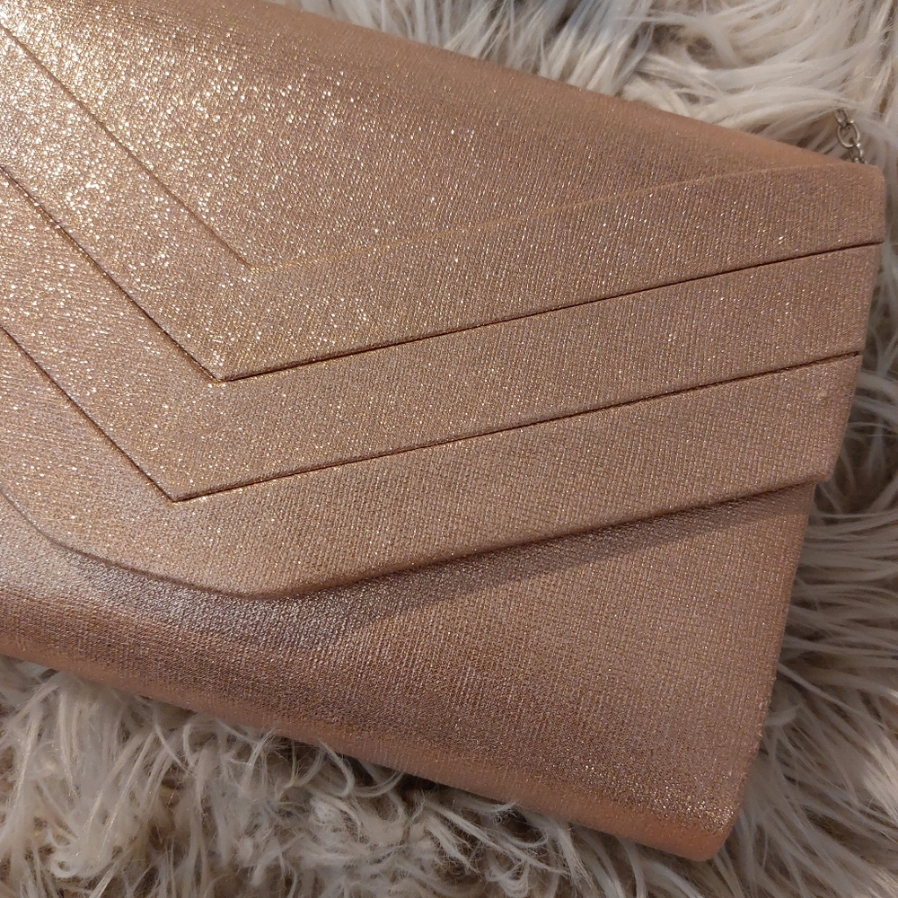Sparkly Rose Gold Clutch Bag